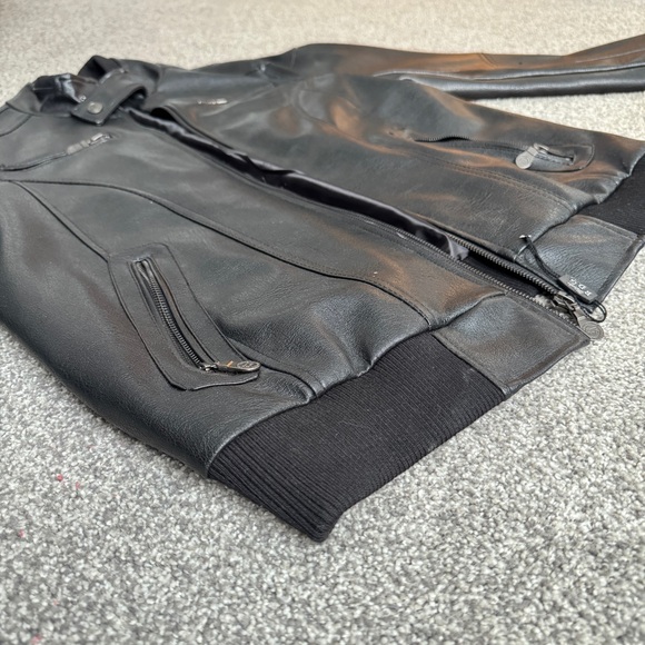 Vtg Reportage R.D.G Italia Black Mens Leather Bomber Jacket Size Medium - Picture 2 of 15